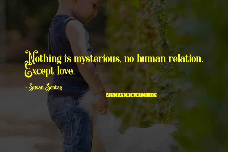 Latin Dark Quotes By Susan Sontag: Nothing is mysterious, no human relation. Except love.