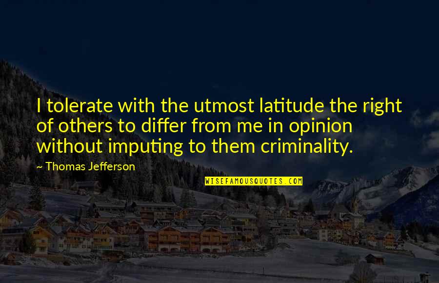 Latitude Quotes By Thomas Jefferson: I tolerate with the utmost latitude the right