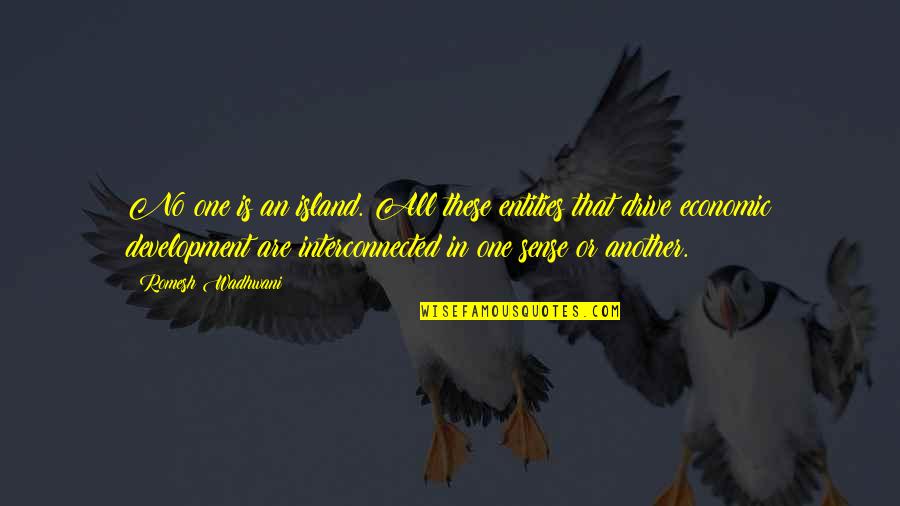 Latrelles Management Quotes By Romesh Wadhwani: No one is an island. All these entities Latrelles Management Quotes By Romesh Wadhwani: No one is an island. All these entities