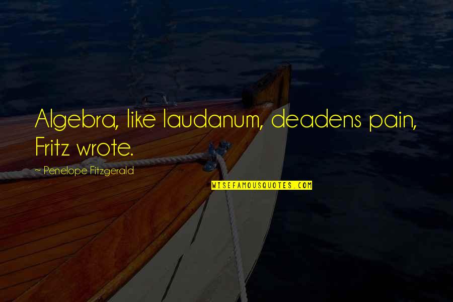 Laudanum Quotes By Penelope Fitzgerald: Algebra, like laudanum, deadens pain, Fritz wrote.
