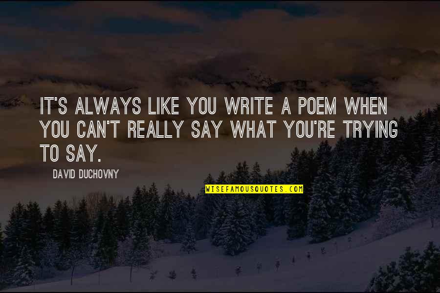 Laugh Until It Hurts Quotes By David Duchovny: It's always like you write a poem when
