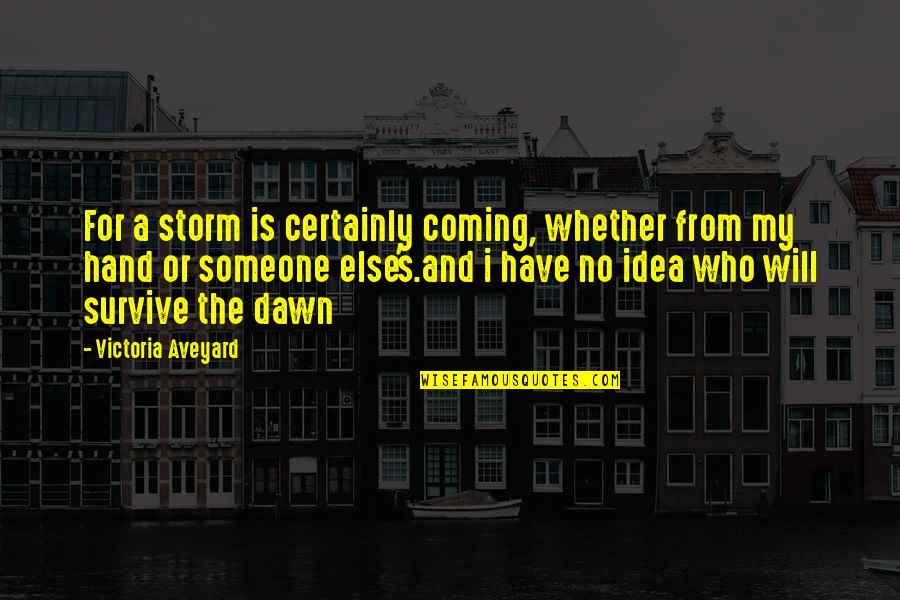 Laughing At Your Stupidity Quotes By Victoria Aveyard: For a storm is certainly coming, whether from