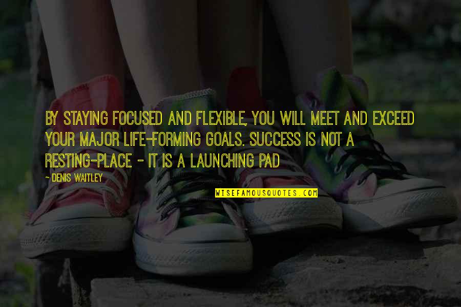 Launching Quotes By Denis Waitley: By staying focused and flexible, you will meet