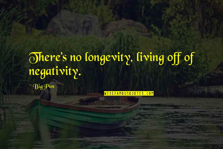 Laundry List Quotes By Big Pun: There's no longevity, living off of negativity.