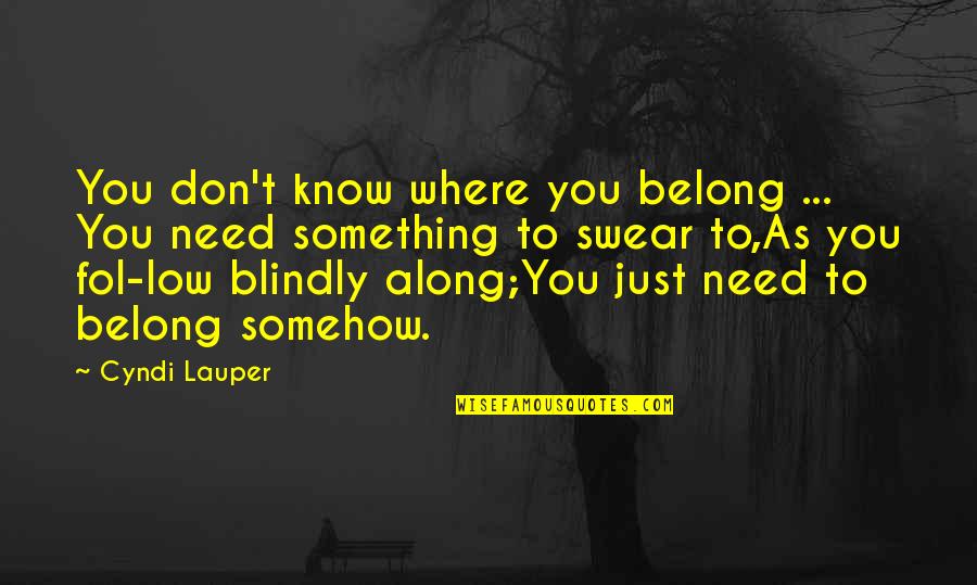 Lauper Quotes By Cyndi Lauper: You don't know where you belong ... You Lauper Quotes By Cyndi Lauper: You don't know where you belong ... You