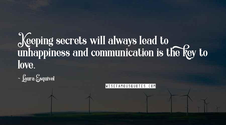 Laura Esquivel quotes: Keeping secrets will always lead to unhappiness and communication is the key to love.