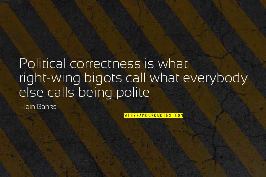 Laura Secord Famous Quotes By Iain Banks: Political correctness is what right-wing bigots call what