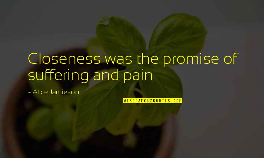 Lauren E Simonutti Quotes By Alice Jamieson: Closeness was the promise of suffering and pain