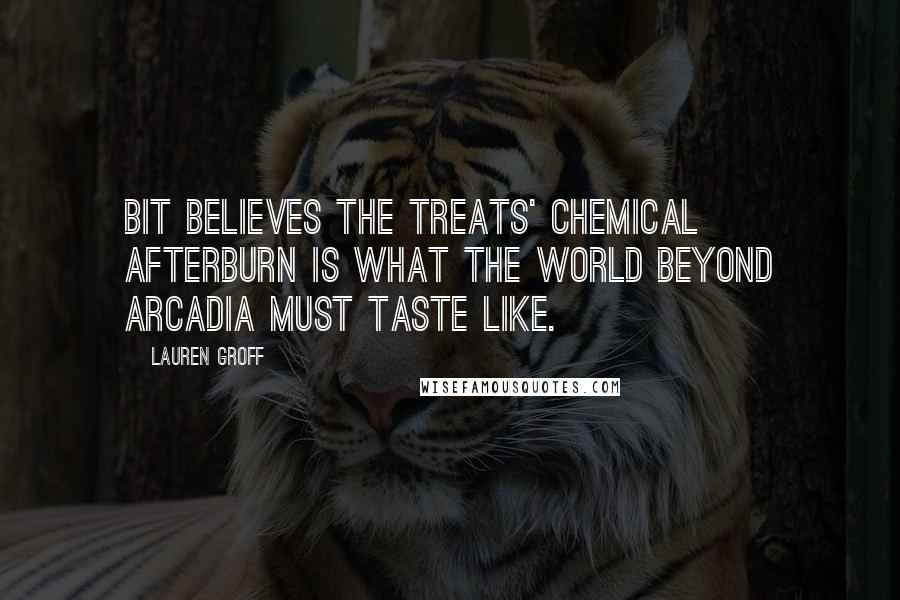 Lauren Groff quotes: Bit believes the treats' chemical afterburn is what the world beyond Arcadia must taste like.