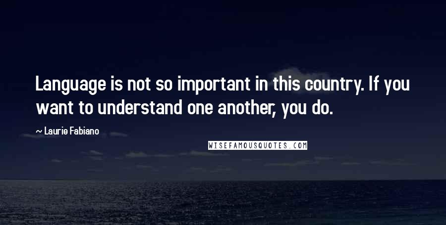 Laurie Fabiano quotes: Language is not so important in this country. If you want to understand one another, you do.