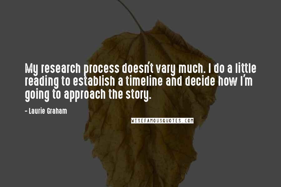 Laurie Graham quotes: My research process doesn't vary much. I do a little reading to establish a timeline and decide how I'm going to approach the story.