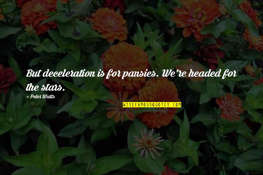 Laurus College Quotes By Peter Watts: But deceleration is for pansies. We're headed for