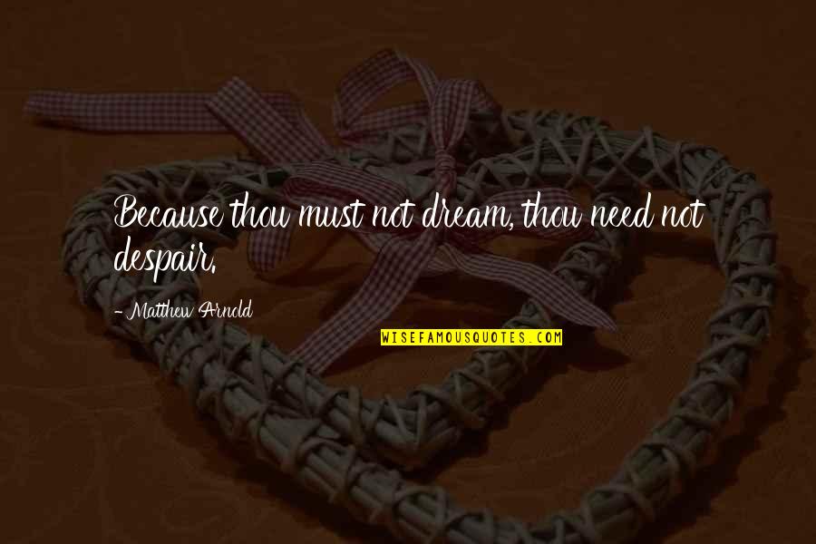 Lautenschlager Last Name Quotes By Matthew Arnold: Because thou must not dream, thou need not