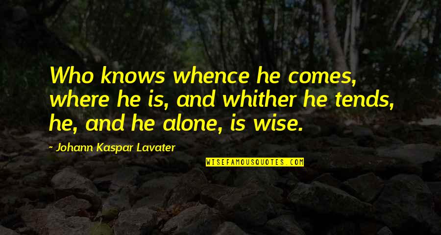Lavater Quotes By Johann Kaspar Lavater: Who knows whence he comes, where he is,