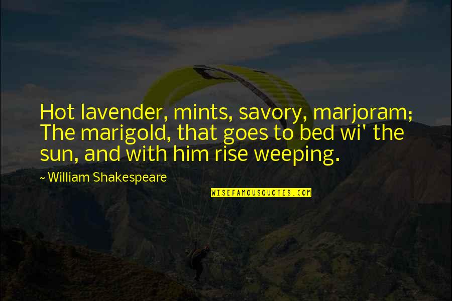 Lavender Quotes By William Shakespeare: Hot lavender, mints, savory, marjoram; The marigold, that