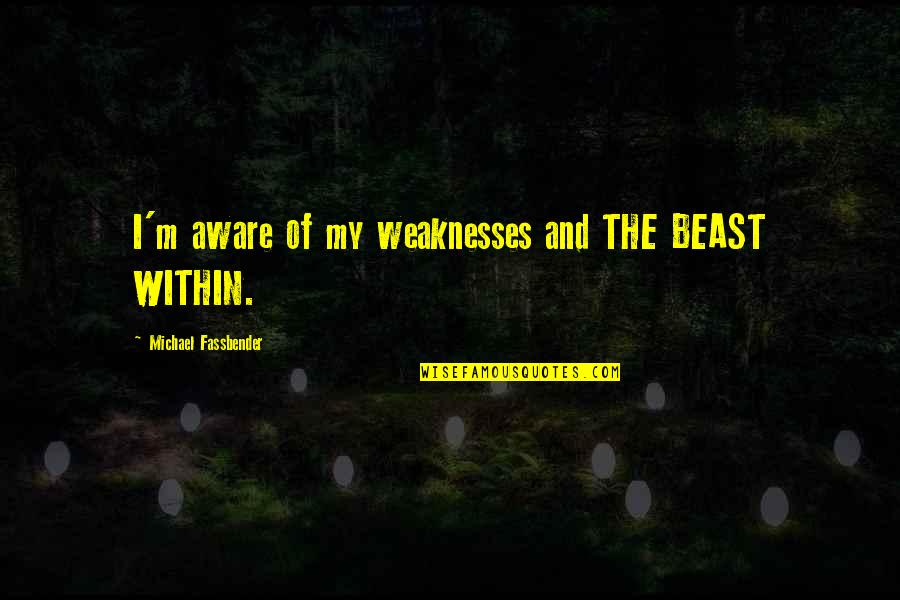 Laverne Shirley Quotes By Michael Fassbender: I'm aware of my weaknesses and THE BEAST Laverne Shirley Quotes By Michael Fassbender: I'm aware of my weaknesses and THE BEAST