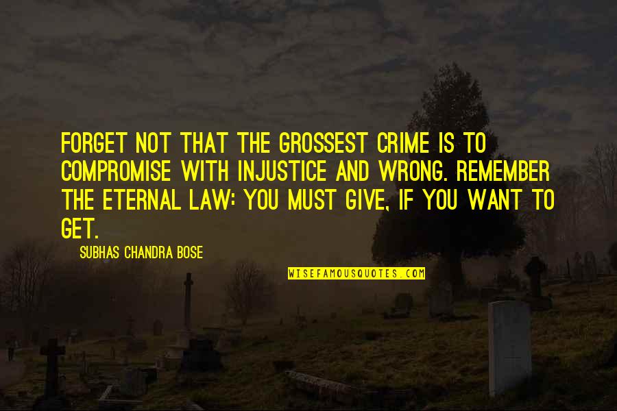 Law And Justice Quotes By Subhas Chandra Bose: Forget not that the grossest crime is to