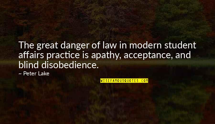 Law Is Blind Quotes By Peter Lake: The great danger of law in modern student