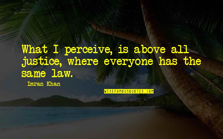 Law Is Not Justice Quotes By Imran Khan: What I perceive, is above all justice, where
