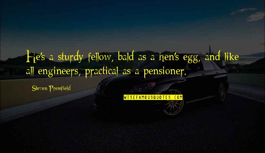 Law Of Manifestation Quotes By Steven Pressfield: He's a sturdy fellow, bald as a hen's