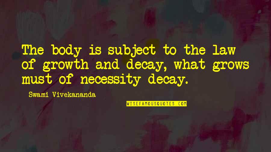 Law Of Necessity Quotes By Swami Vivekananda: The body is subject to the law of Law Of Necessity Quotes By Swami Vivekananda: The body is subject to the law of