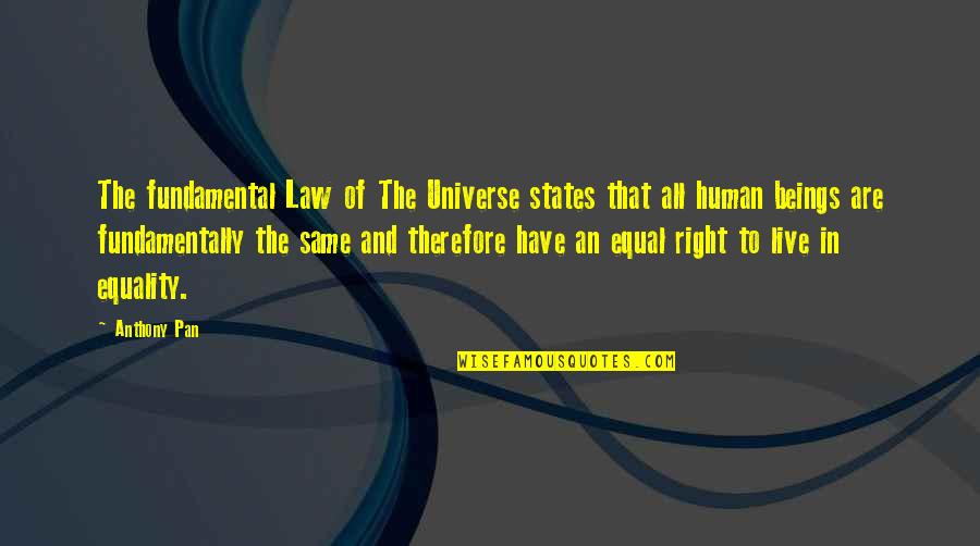 Law Of Universe Quotes By Anthony Pan: The fundamental Law of The Universe states that Law Of Universe Quotes By Anthony Pan: The fundamental Law of The Universe states that