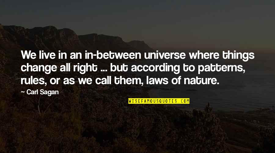 Law Of Universe Quotes By Carl Sagan: We live in an in-between universe where things Law Of Universe Quotes By Carl Sagan: We live in an in-between universe where things