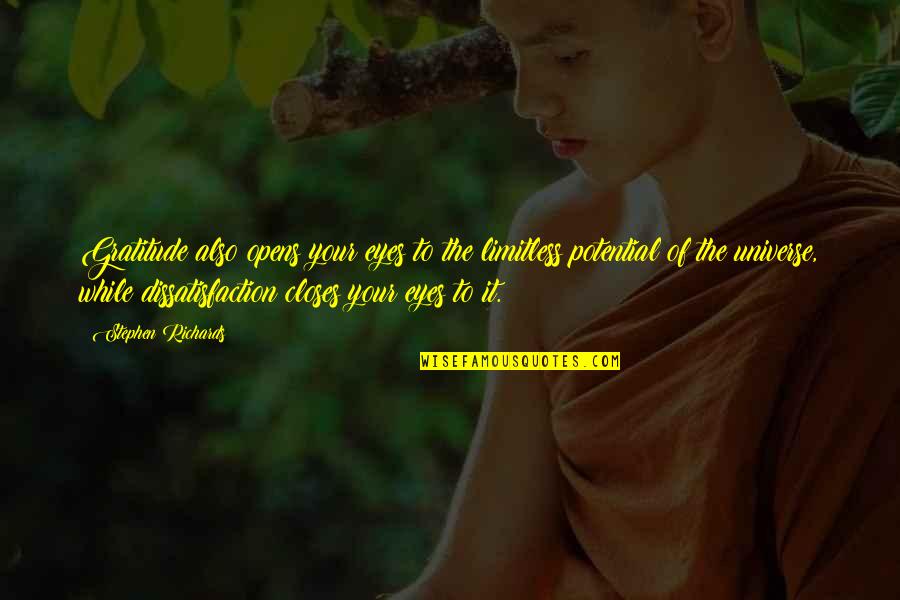 Law Of Universe Quotes By Stephen Richards: Gratitude also opens your eyes to the limitless Law Of Universe Quotes By Stephen Richards: Gratitude also opens your eyes to the limitless