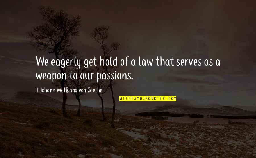 Law Passion Quotes By Johann Wolfgang Von Goethe: We eagerly get hold of a law that