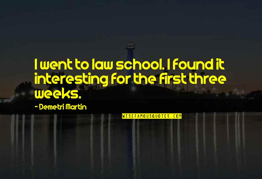 Law School Quotes By Demetri Martin: I went to law school. I found it