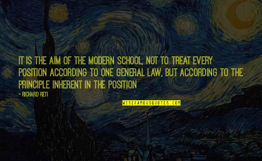 Law School Quotes By Richard Reti: It is the aim of the modern school,