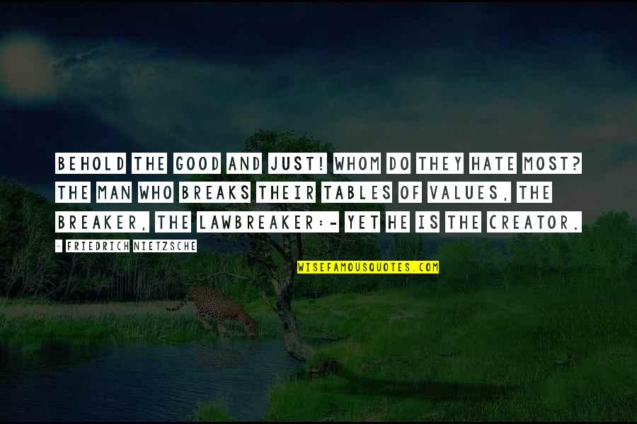 Lawbreaker Quotes By Friedrich Nietzsche: Behold the good and just! Whom do they