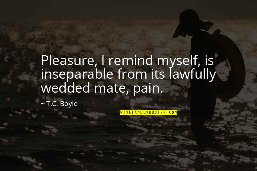 Lawfully Quotes By T.C. Boyle: Pleasure, I remind myself, is inseparable from its