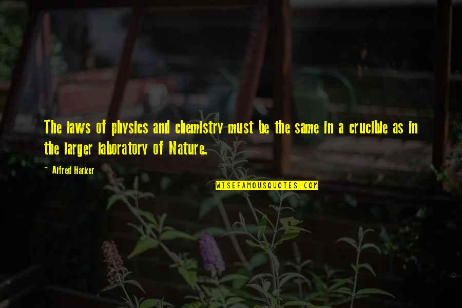 Laws Of Nature Quotes By Alfred Harker: The laws of physics and chemistry must be