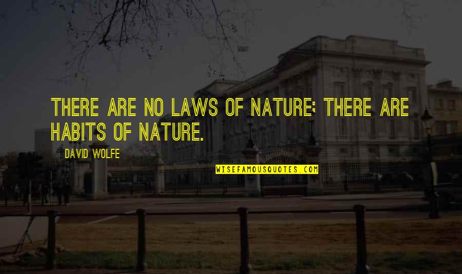 Laws Of Nature Quotes By David Wolfe: There are no laws of nature; there are