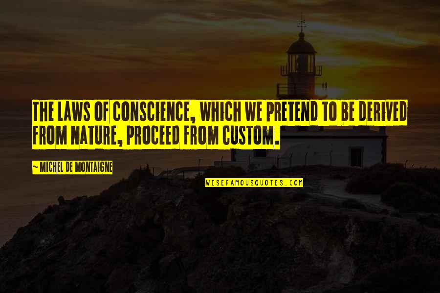 Laws Of Nature Quotes By Michel De Montaigne: The laws of conscience, which we pretend to