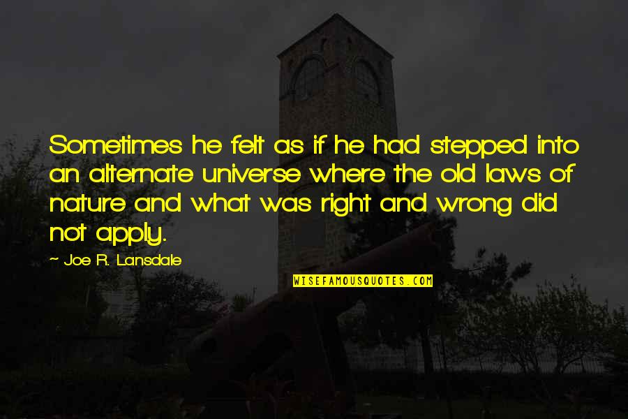 Laws Of Universe Quotes By Joe R. Lansdale: Sometimes he felt as if he had stepped