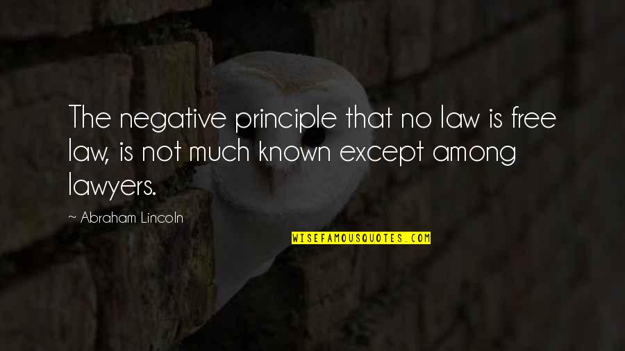 Lawyers Negative Quotes By Abraham Lincoln: The negative principle that no law is free Lawyers Negative Quotes By Abraham Lincoln: The negative principle that no law is free