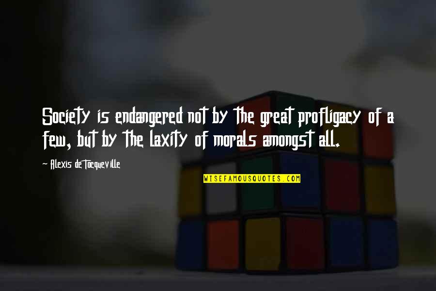 Laxity Quotes By Alexis De Tocqueville: Society is endangered not by the great profligacy