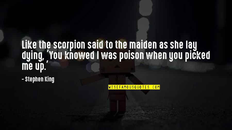 Lay Up Quotes By Stephen King: Like the scorpion said to the maiden as