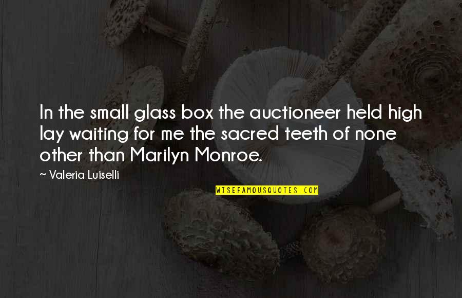 Lay With Me Quotes By Valeria Luiselli: In the small glass box the auctioneer held