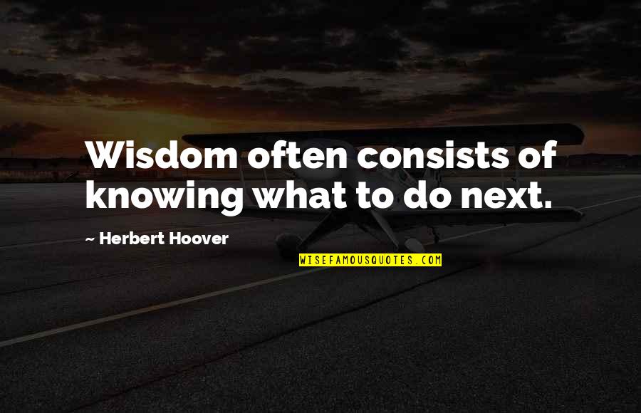 Layman P'ang Quotes By Herbert Hoover: Wisdom often consists of knowing what to do
