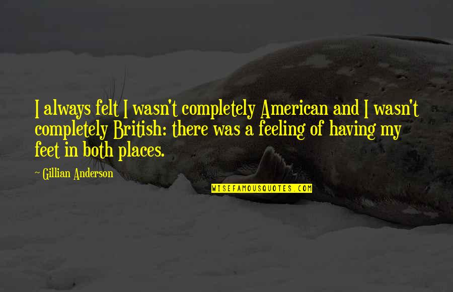 Layover Nails Quotes By Gillian Anderson: I always felt I wasn't completely American and Layover Nails Quotes By Gillian Anderson: I always felt I wasn't completely American and