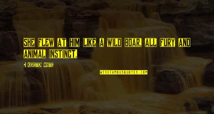 Layovers Concrete Quotes By Kiersten White: She flew at him like a wild boar,
