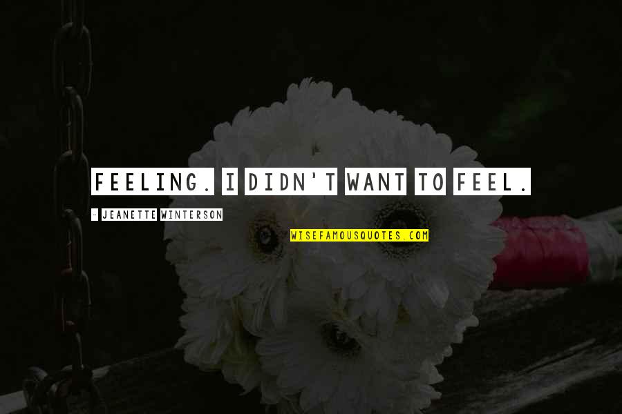Laziness Proverbs And Quotes By Jeanette Winterson: Feeling. I didn't want to feel. Laziness Proverbs And Quotes By Jeanette Winterson: Feeling. I didn't want to feel.