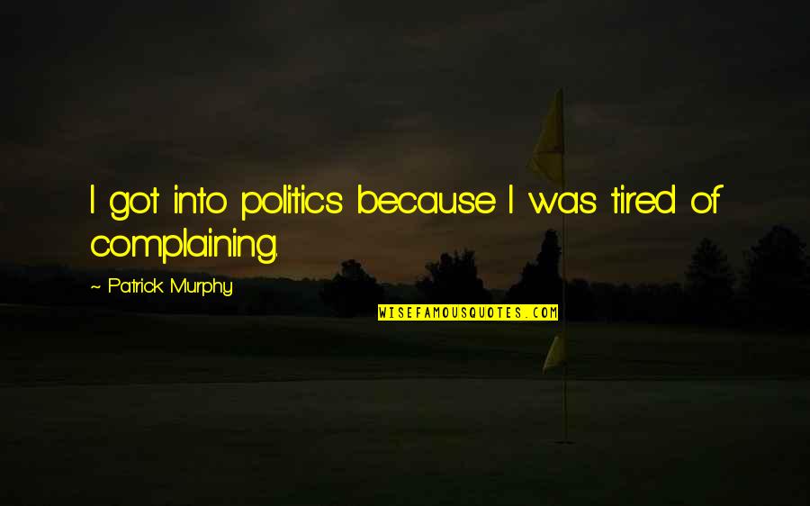 Lazy Days Of Summer Quotes By Patrick Murphy: I got into politics because I was tired Lazy Days Of Summer Quotes By Patrick Murphy: I got into politics because I was tired