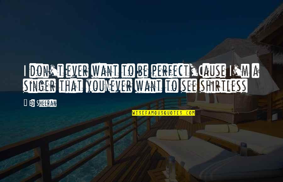 Lazyness Quotes By Ed Sheeran: I don't ever want to be perfect,Cause I'm