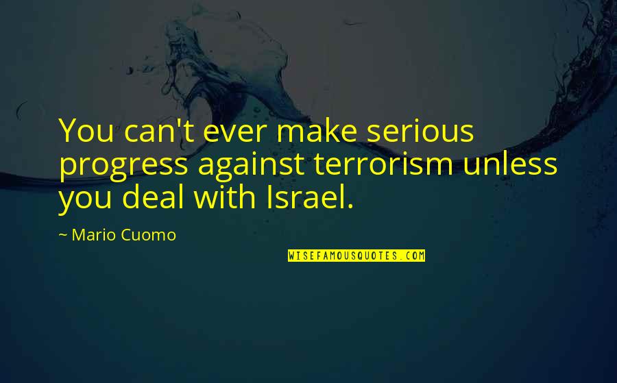 Lazzeri Quotes By Mario Cuomo: You can't ever make serious progress against terrorism