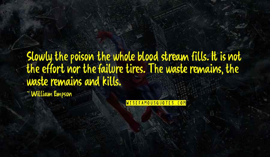 Lbbey Quotes By William Empson: Slowly the poison the whole blood stream fills.