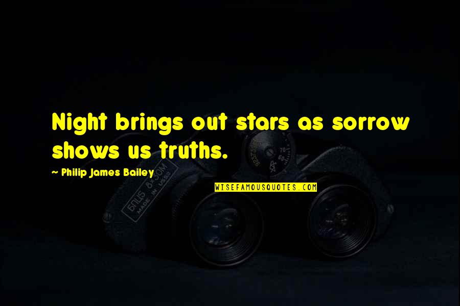 Lbrands Quote Quotes By Philip James Bailey: Night brings out stars as sorrow shows us